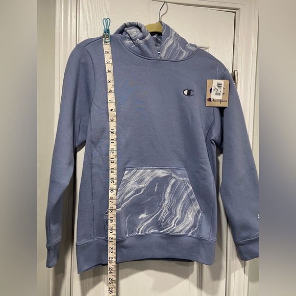 NWT Champion Size M Dusty Blue Marble Flow Recerse Weave Hoodie Kangaroo Pocket - Picture 8 of 14